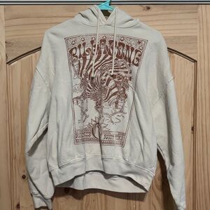 Billabong Off-White and Brown Graphic Hoodie